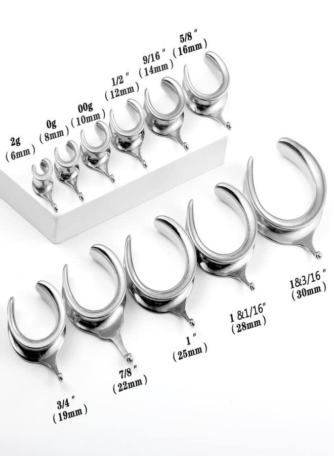 Earblity (10mm 00g DIY Ear Saddle Tunnel Plugs Piercing Stretchers Silver Hypoallergenic 316 Stainless Steel Ear Gauges Dangle Accessories Expander Fashion Body Jewelry 2PCS - Image 5